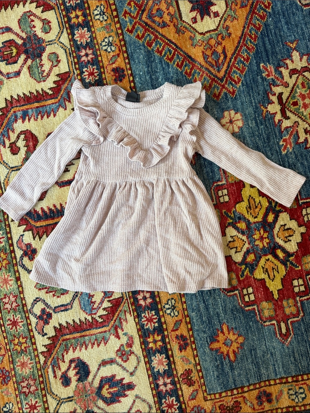 art class Cream Ruffle-Front Long Sleeve Knit Dress